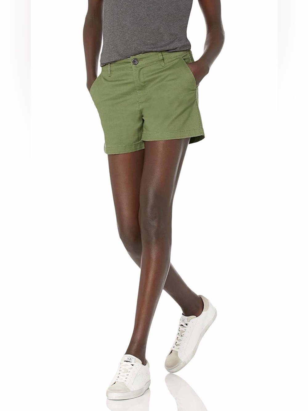 Amazon Essentials Khaki Shorts Size 6 Mid Rise Slim Fit 3.5” Inseam